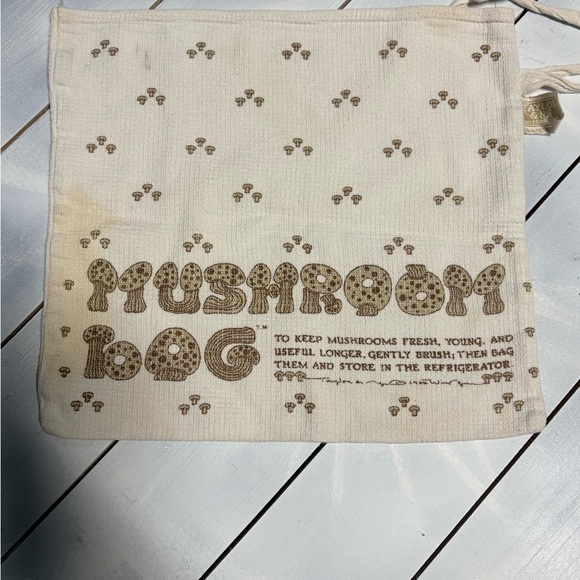 Vintage Taylor & Ng Mushroom Storage Bag / Cottagecore Kitchen Cotton - Picture 2 of 5